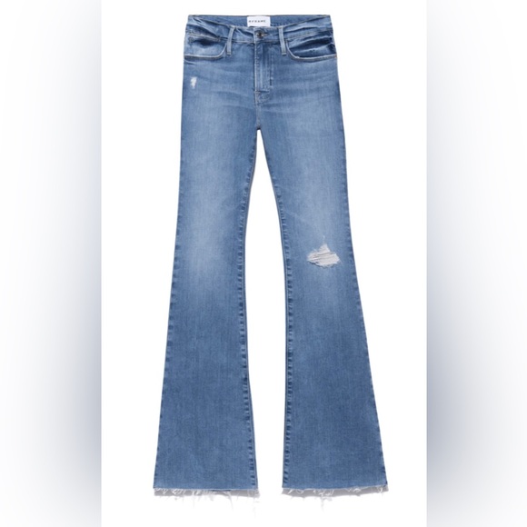 FRAME Le Pixie High Flare Degradable raw edge hem